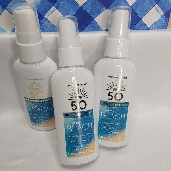 BATH & BODY WORKS 'AT THE BEACH' 3-PIECE SUNSCREEN SPRAY SPF50 TRAVEL SIZE SET - Picture 15 of 16